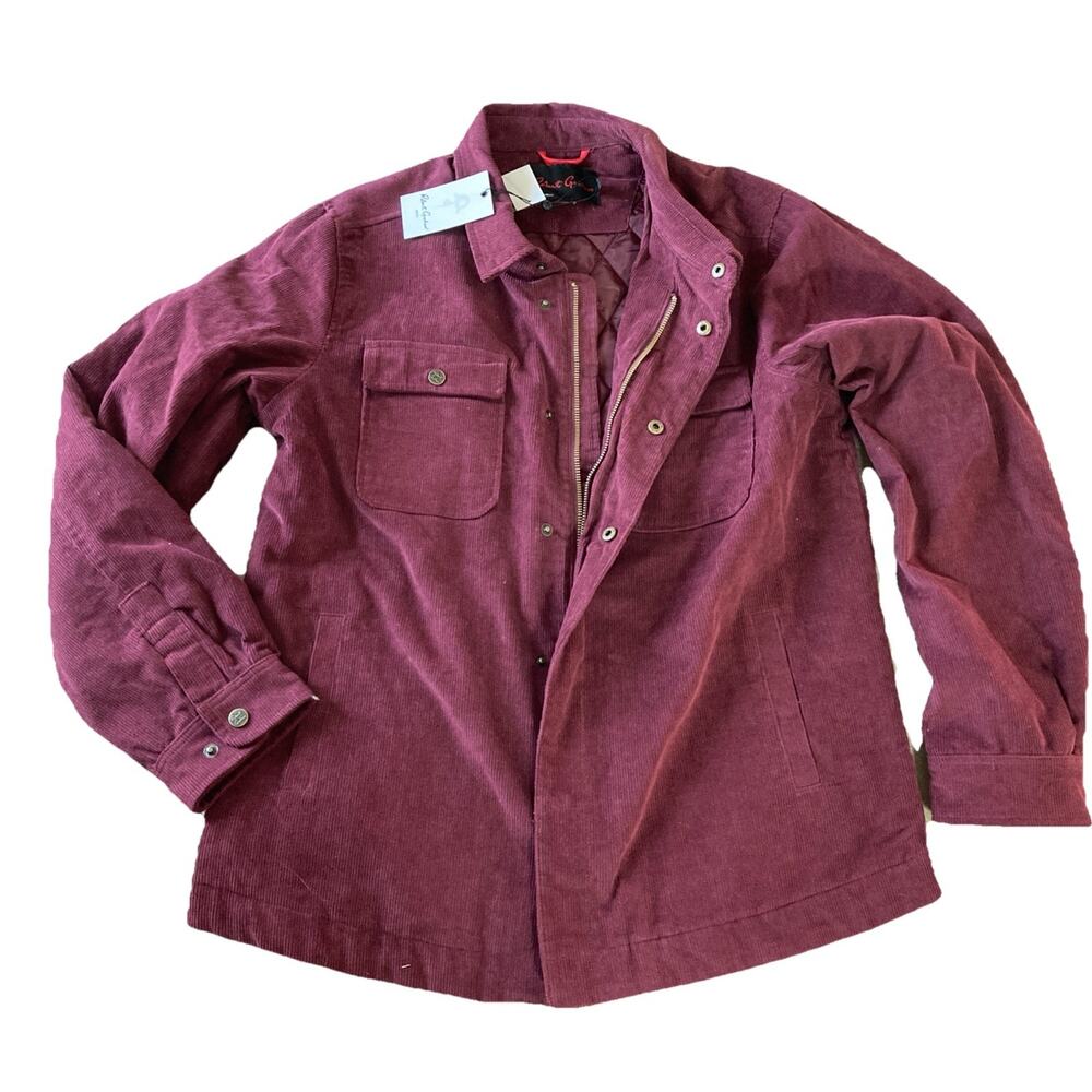 Robert Graham Corduroy Shirt Jacket Sz S New Burgundy Quilted Chore Shacket $298
